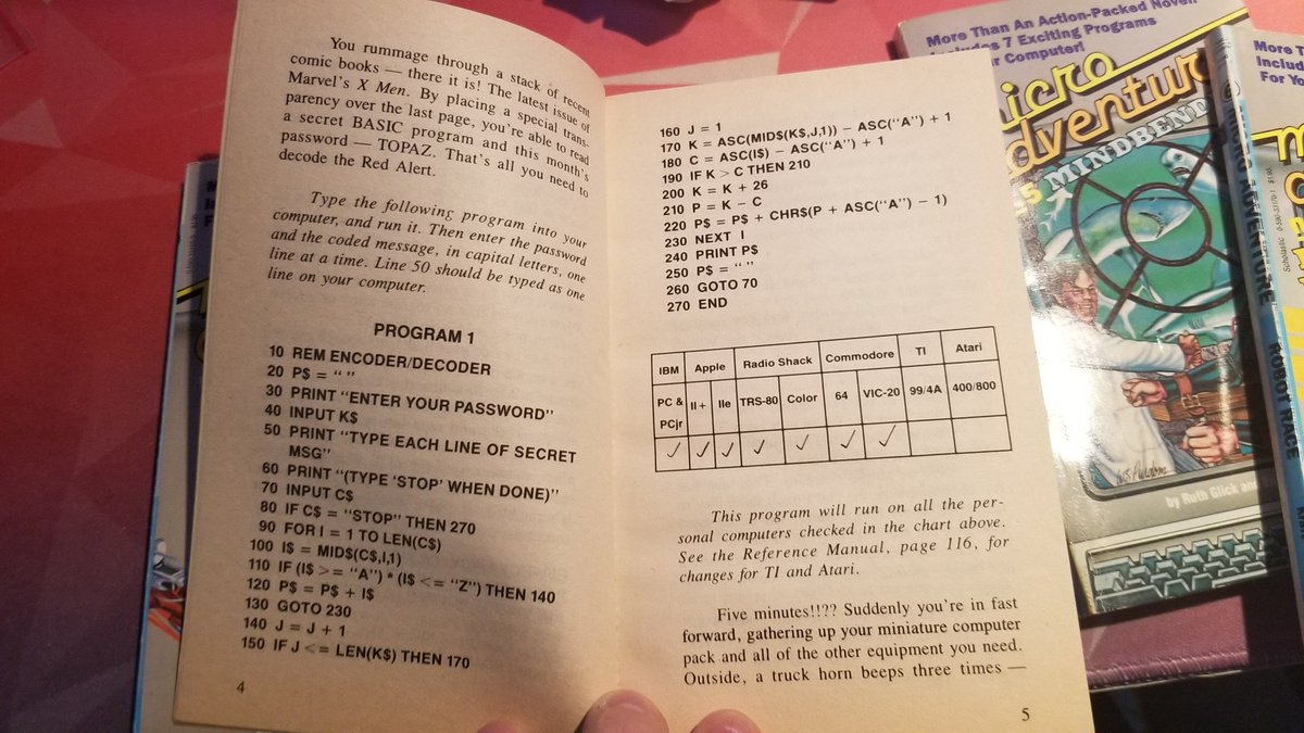 PixelMaker04's tweet image. A few more #MicroAdventure #books just showed up. Seems like the first program in each book is a descrambler of sorts. A couple more are on their way. #retroprogramming