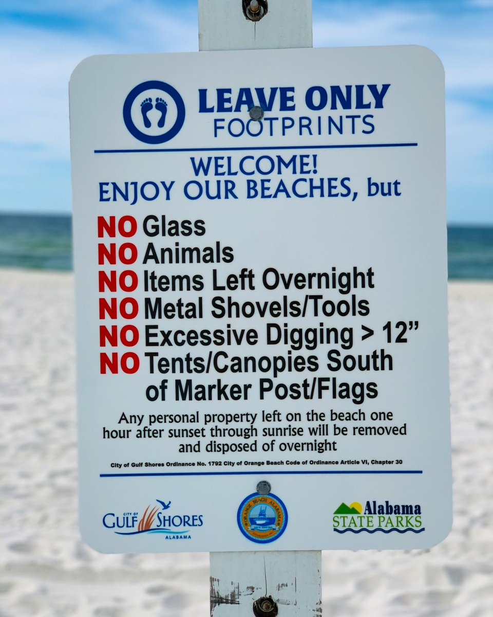 Follow the signs along the beach! 

#leaveonlyfootprints #cleanisland #loflifestyle #gulfcoast #gulfshores #orangebeach #beach #beachtrip #gulf #coast  #ecofriendly #cleanbeach #cleancoast