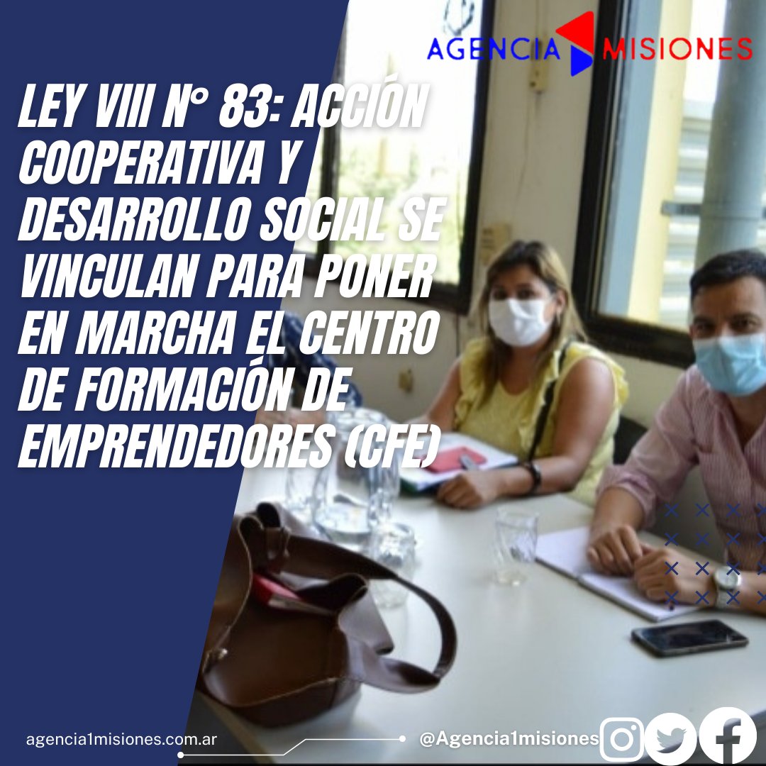 Ley VIII N° 83: Acción Cooperativa y Desarrollo Social se vinculan para poner en marcha el Centro de Formación de Emprendedores (CFE) 

agencia1misiones.com.ar/index.php/es/p…