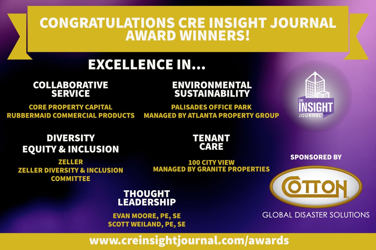 CREInsightJrnl's tweet photo. Congratulations to our 2021 CRE Insight Award winners!

Check out this year's winners and learn more about entering the 2022 CRE Insight Journal Awards at https://t.co/JV2W5TXkBE https://t.co/RJtgPzjrDJ