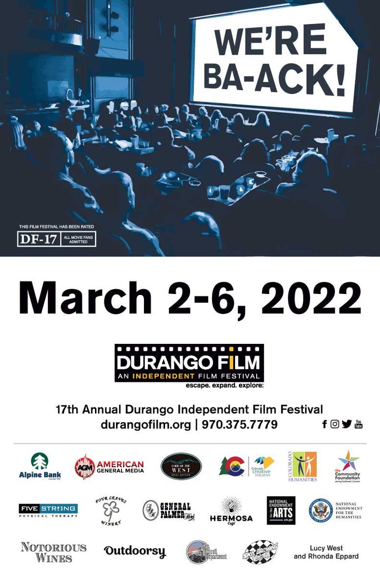 durangofilm's tweet photo. The 17th Annual Durango Independent Film Festival starts Wednesday! Get your passes now at https://t.co/U3WiSWC3ha. https://t.co/96LxfEcz4J