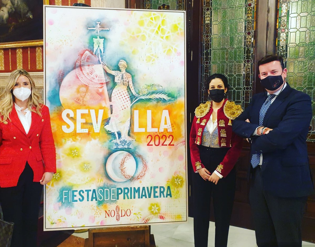 moes_eventos's tweet photo. Esta mañana se ha presentado el cartel de las Fiestas de Primavera de Sevilla, obra de María Tapia. @Ayto_Sevilla https://t.co/Zf9IN2IZ1e