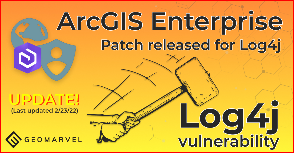 geomarvel's tweet image. Official @ArcgisXprise #Log4j vulnerability security patches have been released and made available as of 2/23. These patches are recommended for the #ArcGISServer and #PortalForArcGIS. Learn more about the latest Log4j #CVE’s and all other #updates here: bit.ly/3M0Ccs8