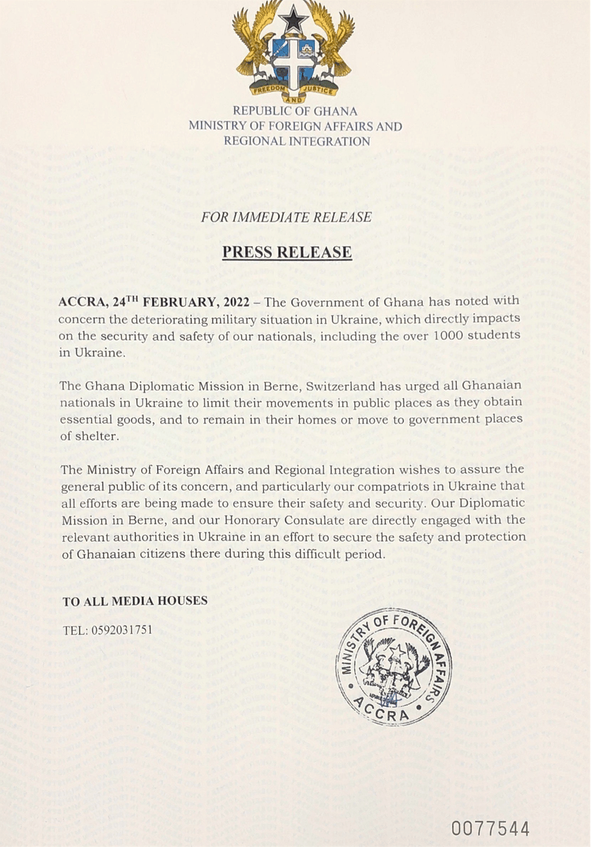 GhanaMFA's tweet photo. Press Release. #GhanaMFA https://t.co/BgDDe1wXnk