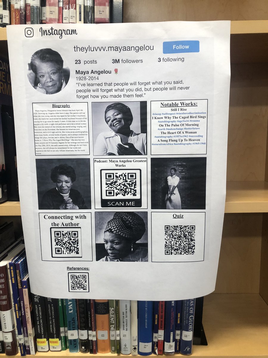 LuptakAlyssa's tweet photo. As always, I’m incredibly impressed by our students. If you have a chance, celebrate with us by checking out the #BHM  Instagram Projects in @rvhs library created by our English 3 students! So proud of them! https://t.co/aoZbItNxDH