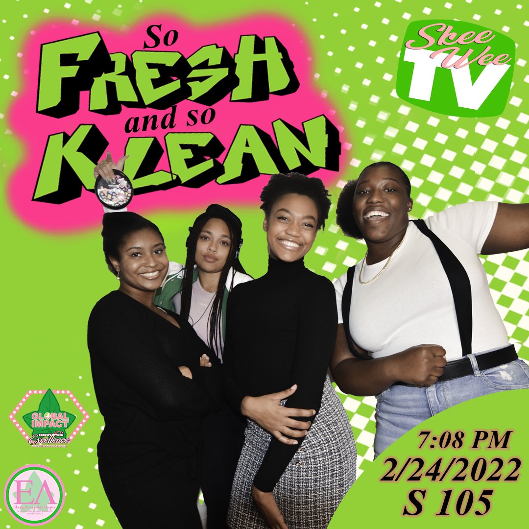 Join us for an event that’s “So Fresh and So Klean” today at 7:08pm!💗💚Update! The location has been changed to S 105!