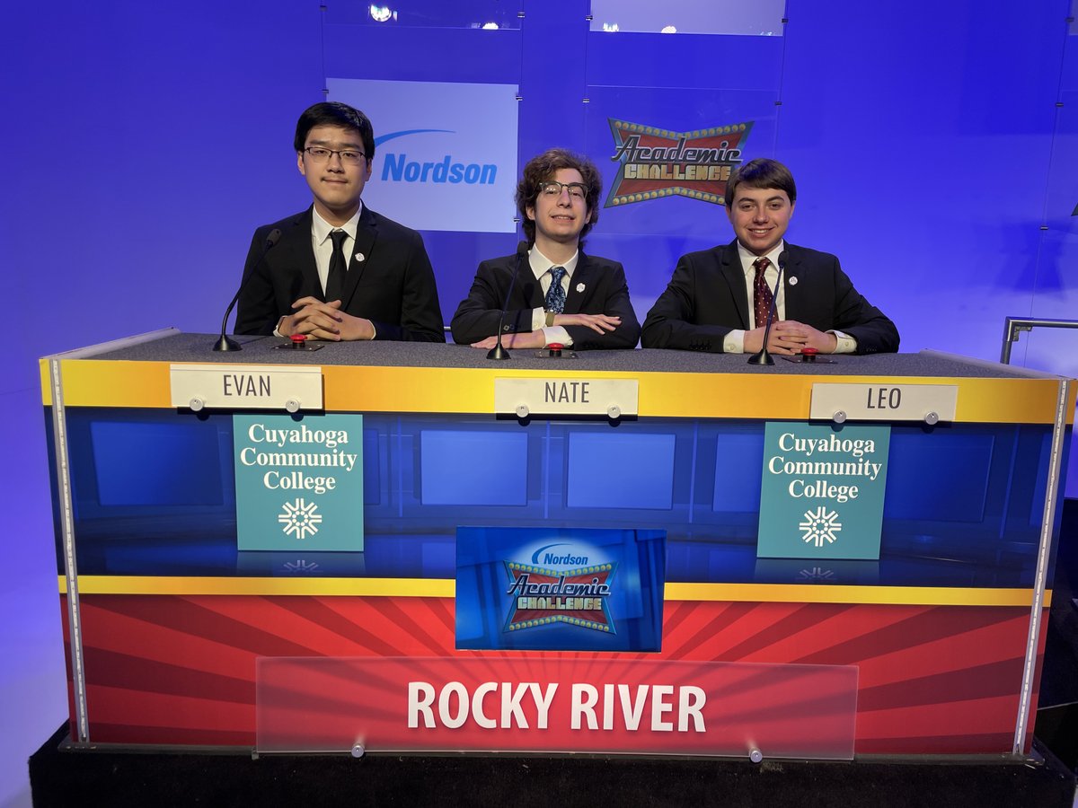 Don't forget tune into <a href="/WEWS/">News 5 Cleveland</a> on Saturday at 11:30am to see #RRHS match wits with Shaker Heights and Westlake on Academic Challenge.

Senior Nathan Budge and juniors Leo Bonacci and Evan Lei will represent #RRHS.

#WeRrRiver