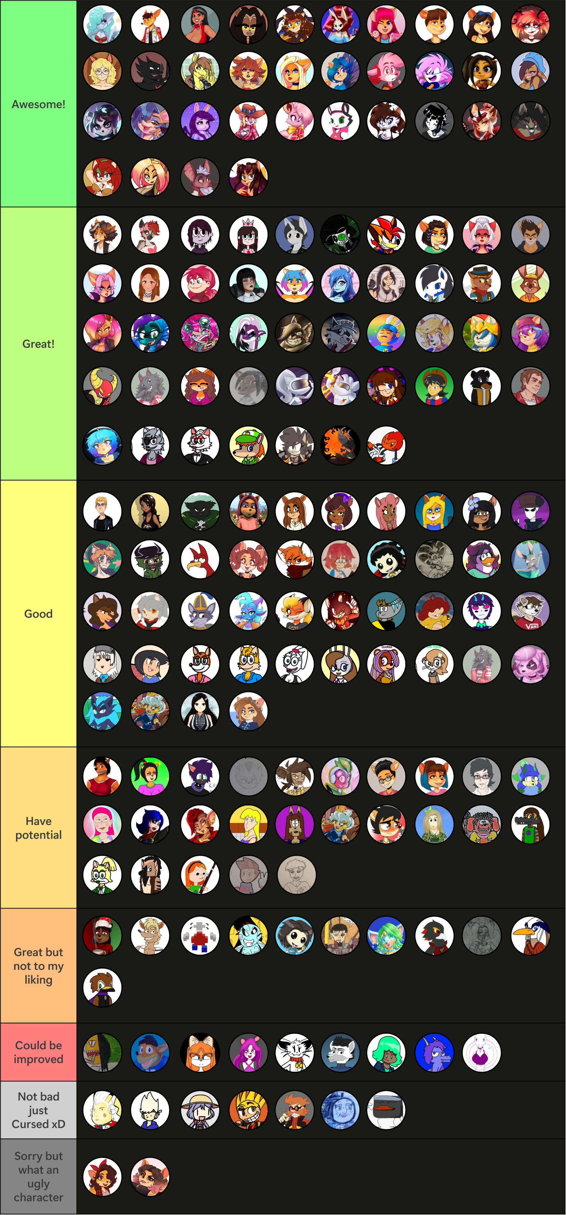 Saiyajingirl_ ( . ) on X: I didn't have 50 OCs but here the OC tier list  👉👈 Don't ask me why the goat doing here xD ( You will recognize yourself