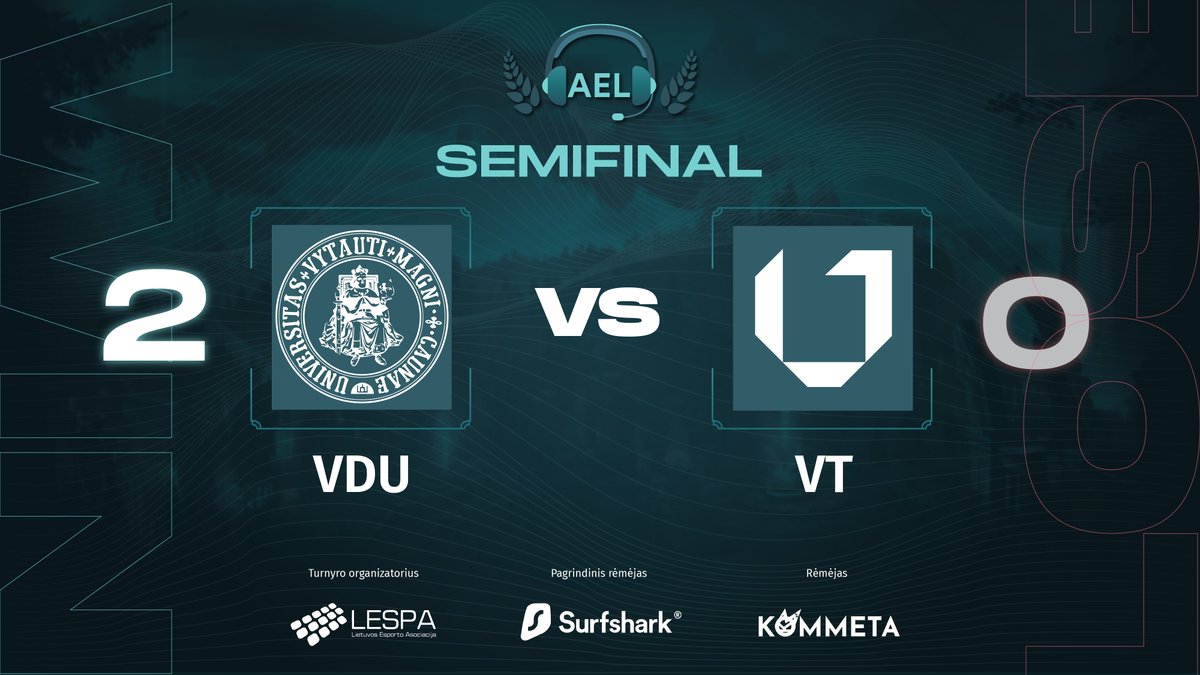 Lespa (@lespaltu) on Twitter photo Congratulations to <a href="/VMUlive/">Vytautas Magnus Uni.</a> team!
GGWP Vilnius Tech
The Academic Esports League continues on Sunday Congratulations to <a href="/VMUlive/">Vytautas Magnus Uni.</a> team!
GGWP Vilnius Tech
The Academic Esports League continues on Sunday
