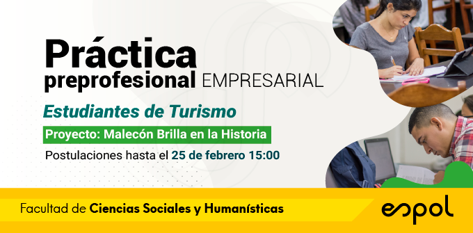 FCSHEspol's tweet photo. ¡Atención estudiantes de #Turismo!

Oportunidad de práctica preprofesional

Infórmate y regístrate  👉https://t.co/veoG0YsIIr https://t.co/ATaUY2dyEF