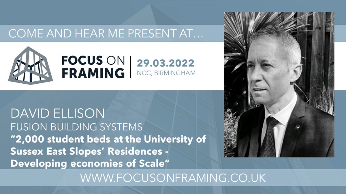 Fusion Steel Framing (@fusionbuildlgs) on Twitter photo David Ellison our Head of Sales and Business Development will be presenting alongside other industry experts to gain insight from those who are creating pioneering projects using light steel frame. For more information or to book visit: 
hhttp://www.focusonframing.co.uk David Ellison our Head of Sales and Business Development will be presenting alongside other industry experts to gain insight from those who are creating pioneering projects using light steel frame. For more information or to book visit: 
hhttp://www.focusonframing.co.uk
