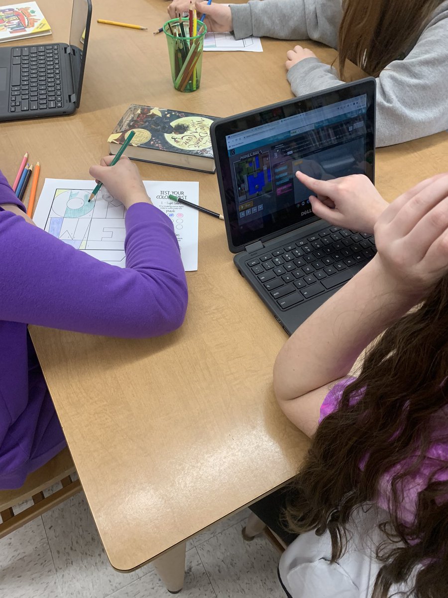 So many good options in Library today, and a little appreciation! @hourofcode #collaborativecoloring #goodbooks #keepthekindnessgoing #studentchoice #librarylove @MyersTigersRoar @WCSDEmpowers @ASchout10