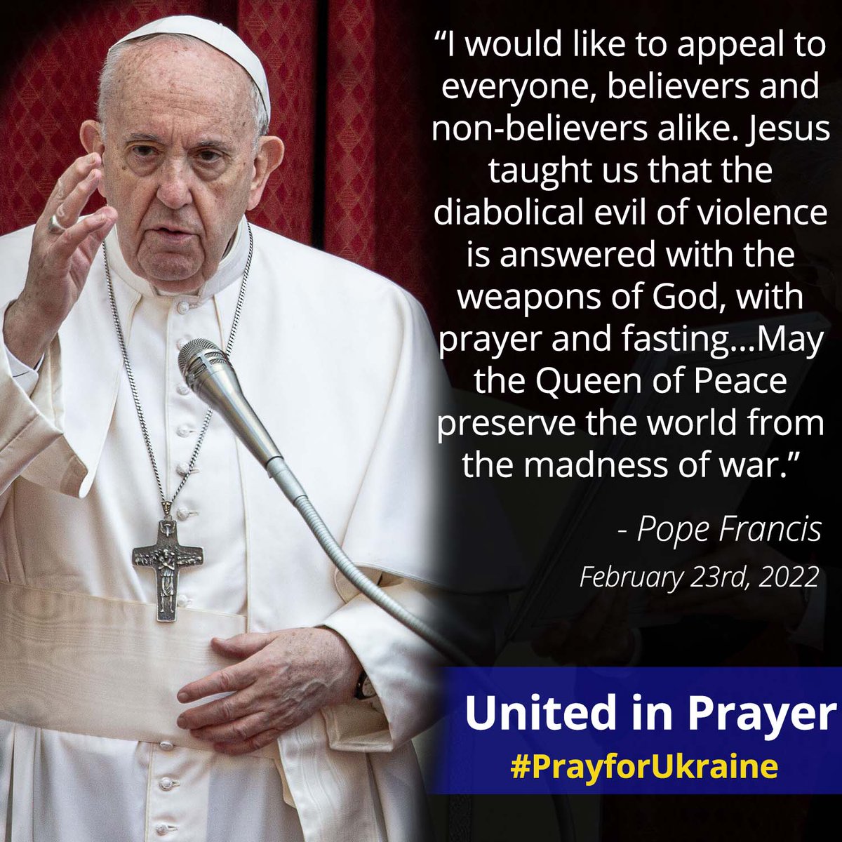 cnalive's tweet photo. Let us join Pope Francis in prayer for peace in Ukraine. #PrayForUkraine https://t.co/HSZTmcHk7l