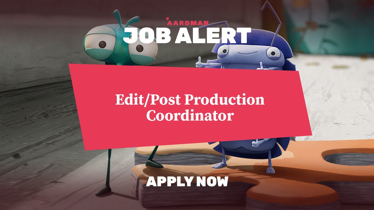 We are looking for an Edit/Post Production Coordinator, to provide support and for all elements of feature edit and post activity on the Chicken Run: Dawn of the Nugget Feature. 

Find out more and apply here: aard.mn/3tbX6fo