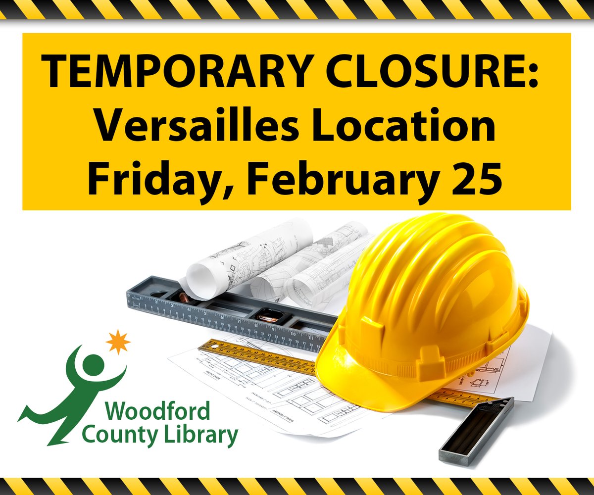 The Main Library will be closed Friday, February 25 due to construction. The Library will reopen on Saturday, February 26 at 9am. The Midway Branch Library will be open on Friday from 9am-6pm to serve you.