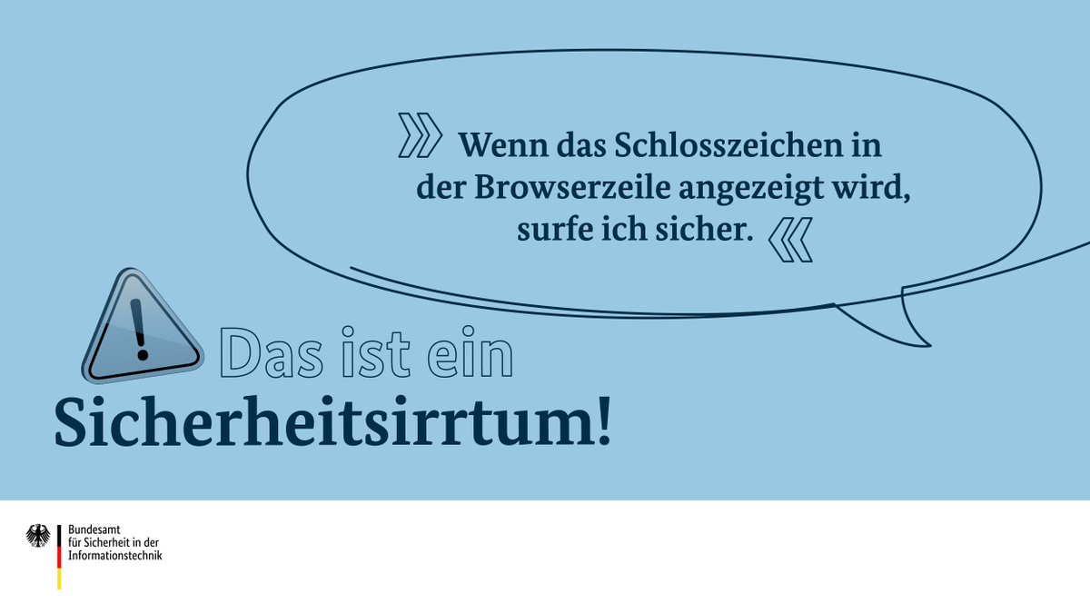 Ein Vorhängeschloss und „https://" in der Browserzeile bedeuten nicht automatisch, dass eine #Website oder ihre Inhalte sicher sind. 🔐 Seid wachsam, wenn ihr Informationen eingeben oder #Dateien herunterladen sollt. #DeutschlandDigitalSicherBSI