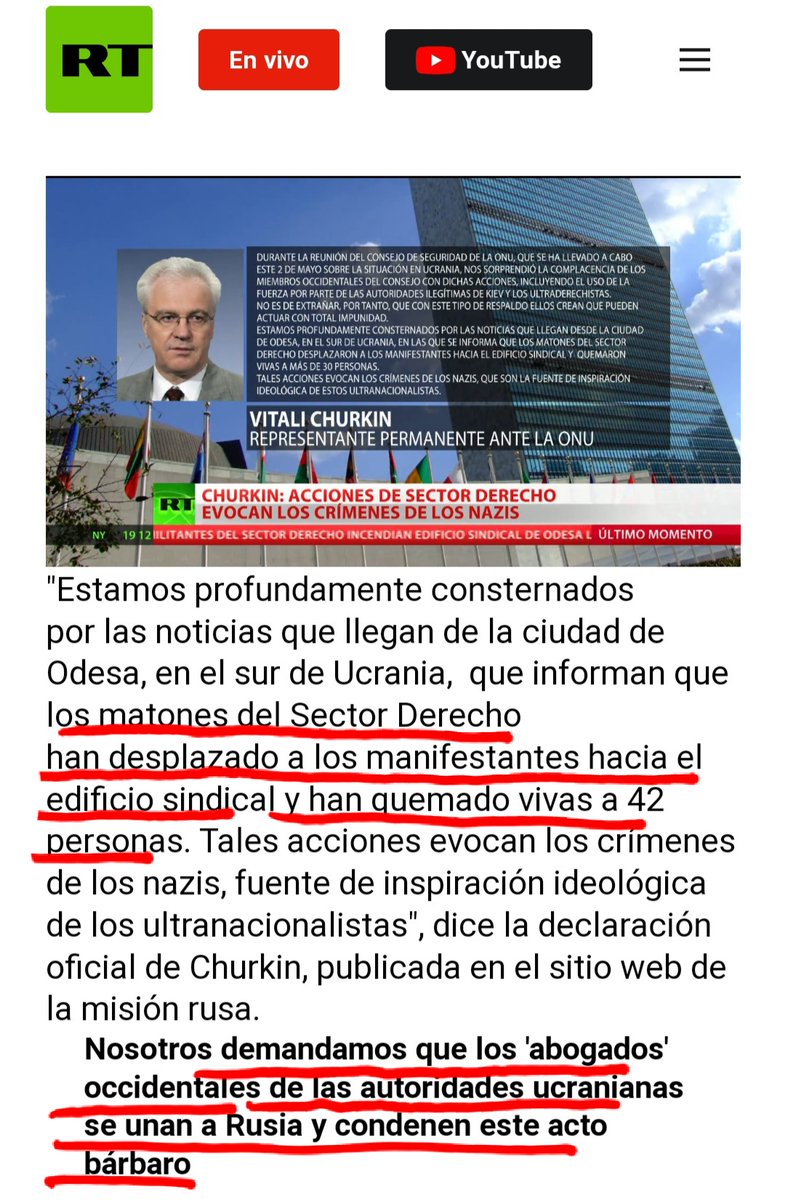 2 RUSIA DONBÁS UCRANIA
DMITRI STRAUSS DESDE MOSCÚ
"JÁRKOV y ODESSA NO pudieron declararse Repúblicas independientes porque la represión allí por Ucrania fue brutal
"En Odessa nazis ucranianos quemaron vivas 50 personas"

Tal vez se pueda pensar que la operación rusa las incluiría