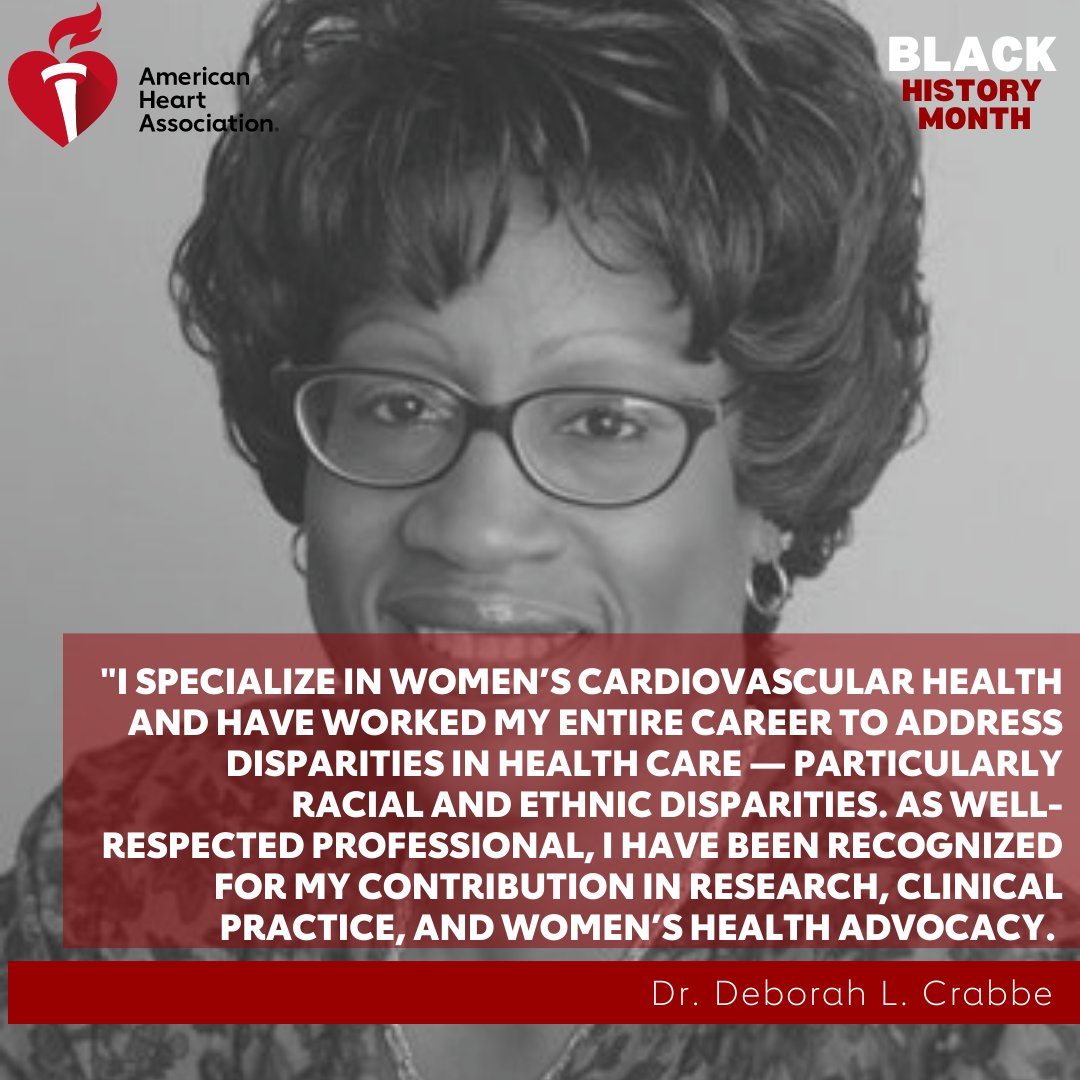 For the past 20 years, Dr. Deborah L. Crabbe has dedicated her time in clinical work and research specializing in Women’s Cardiovascular Health. Thank you Dr. Crabbe for your contributions to Heart Health and Black History! #Blackhistorymonth2022 #HeartHealth #Breakingtheceiling