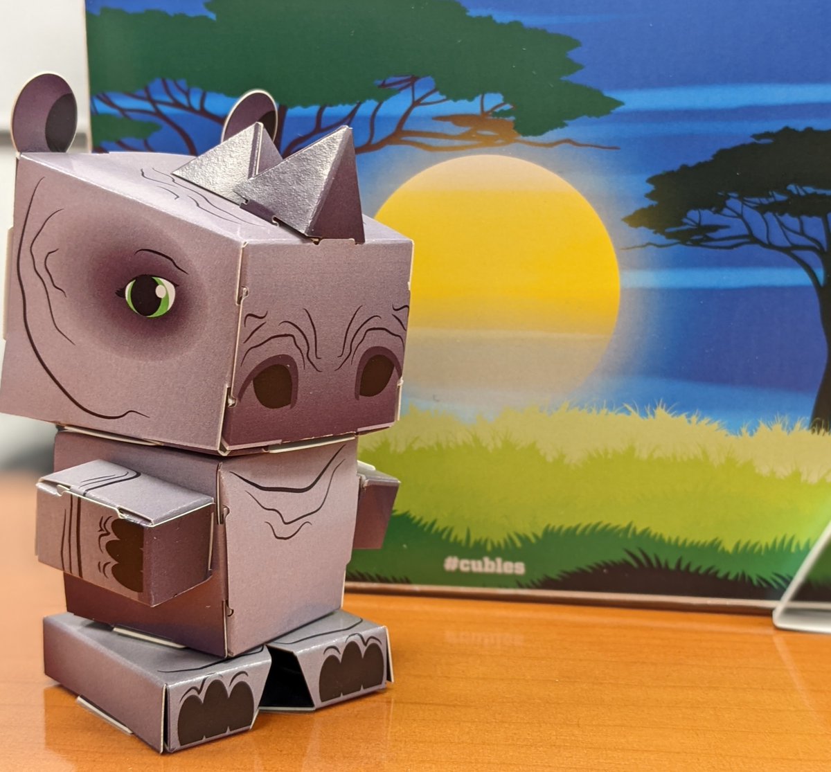 One of our favorite Cubles in our safari series is the Rhinoceros! His packaging converts to this cool background scene as well. #Cubles #STEM #rhinoceros #SafariAnimals #madeinusa