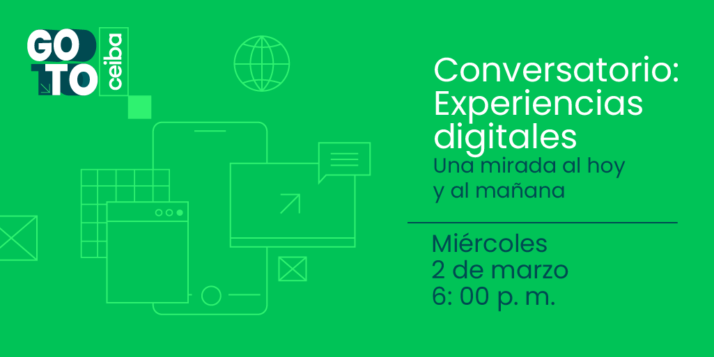 CeibaSoftware's tweet photo. ¡Asiste a nuestro meetup #GoToCeiba!

El 2 de marzo estaremos hablando de "#ExperienciasDigitales. Una mirada al hoy y al mañana." Un conversatorio a cargo de @Herlency con @Virusvalkyria y @andresjcm

Inscríbete en: https://t.co/mYSIZ5gCyB

#ExperienciaDeUsuario #UX #Design #TI https://t.co/1Io9MRpCg7