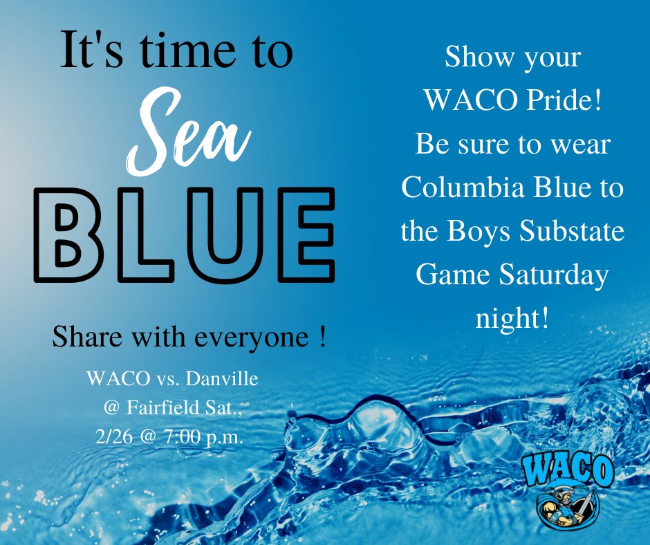 Let everyone "See" our WACO Pride!
We want the entire WACO side to be full of Columbia Blue Saturday night! Share the word with everyone!
Don't forget to purchase your online tickets:
Be Loud, Be Proud, Wear Blue!!!
#wearewaco #WarriorStrong