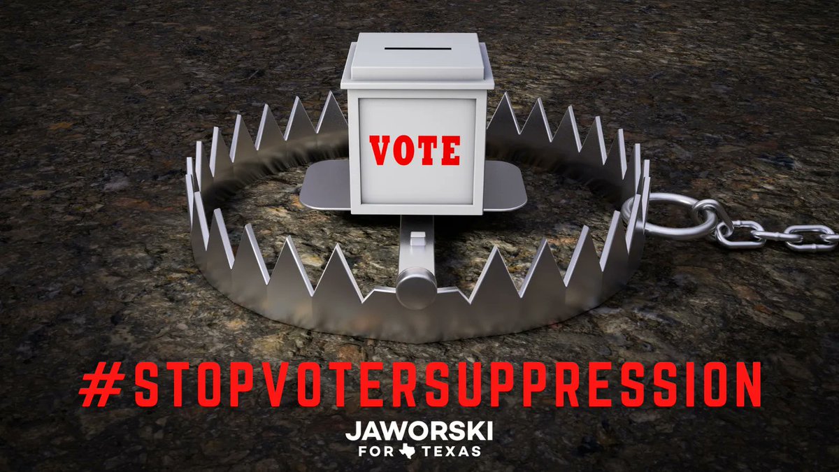 The #TXGOP is the party of The Big Lie &amp; voter suppression.  It’s time to elect leaders that will fight FOR voters, not make it harder to vote. I’m Joe, a Dem running for #TXAG. Please RT &amp; follow. I promise to make #voteraccess my #1 priority as your next TXAG. #JaworskiforTXAG