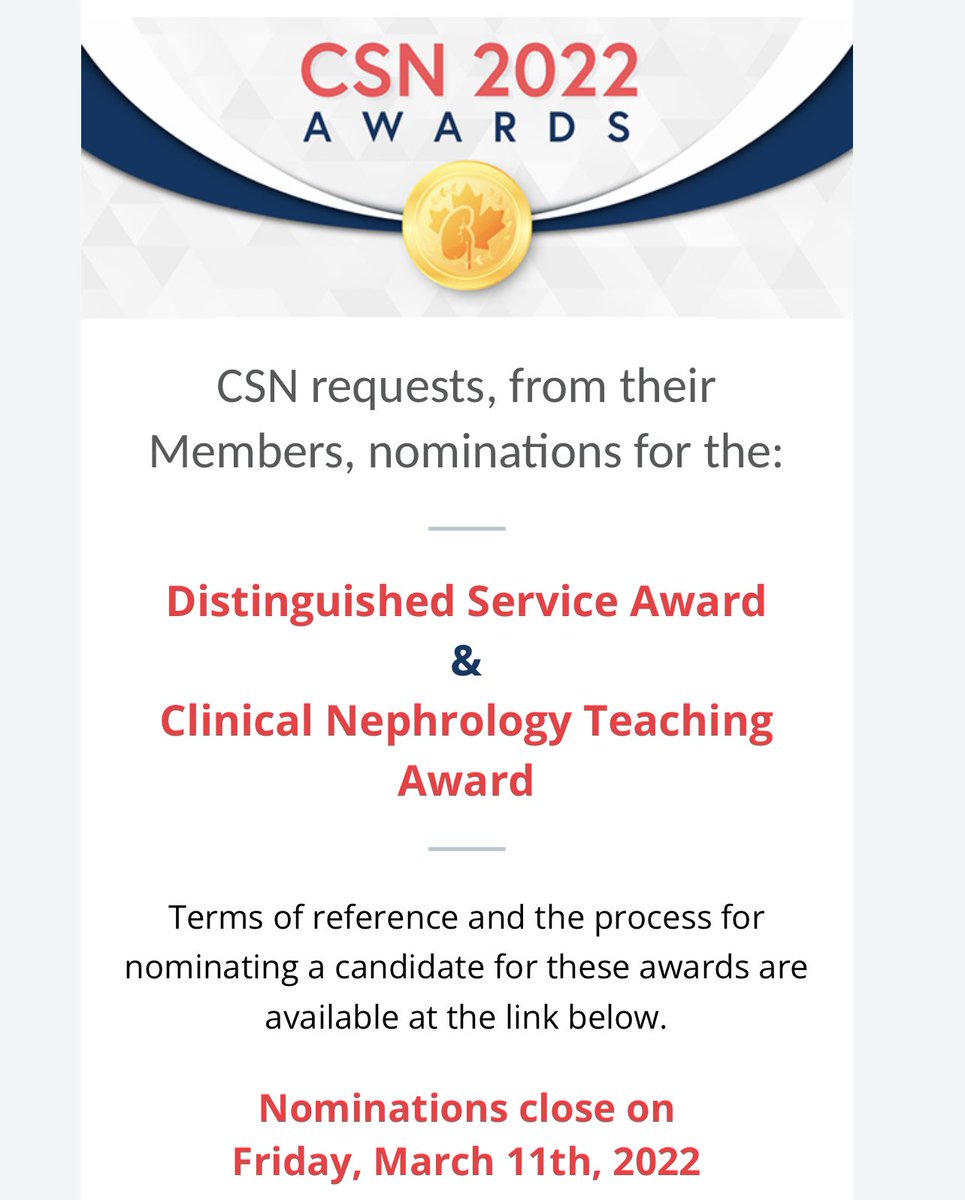 We need nominations! 
Do you have a friend or colleague who would be eligible for these? Nominate them now! 

surveymonkey.com/r/CSN-2022_Awa…