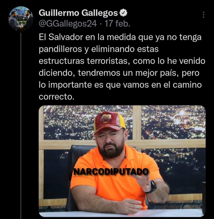 elias_fratti1's tweet photo. Que una persona que ha vivido toda su vida a costa de nuestros impuestos (@GGallegos24), naciendo en @ARENAOFICIAL, vendiéndose al @FMLNoficial y hoy de arrastrado de @nuevasideas, pida pena de muerte y excluya a los NARCOTRAFICANTES como el da RISA.

Los cerotes son tu cerebro. https://t.co/1E3pAc5p9t