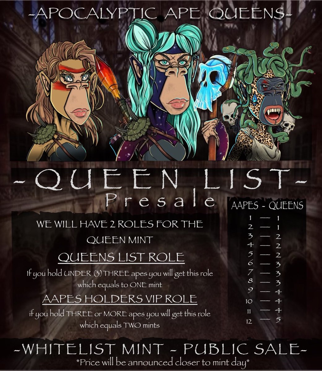 jay_bleezie's tweet image. Want a WL spot?  Snapshot tomorrow!  If you hold an @apocalypticapes you get a WL spot for @AAPEQueens releasing in a few weeks!!!  Retweet if you’re 😎 @DVL_eth @TheHaddy @Fityeth @RoosaTim