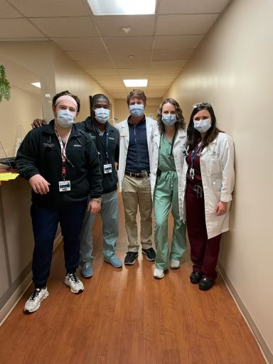 Inpatient team going strong 😎 💉 with attending Dr. Guilloud