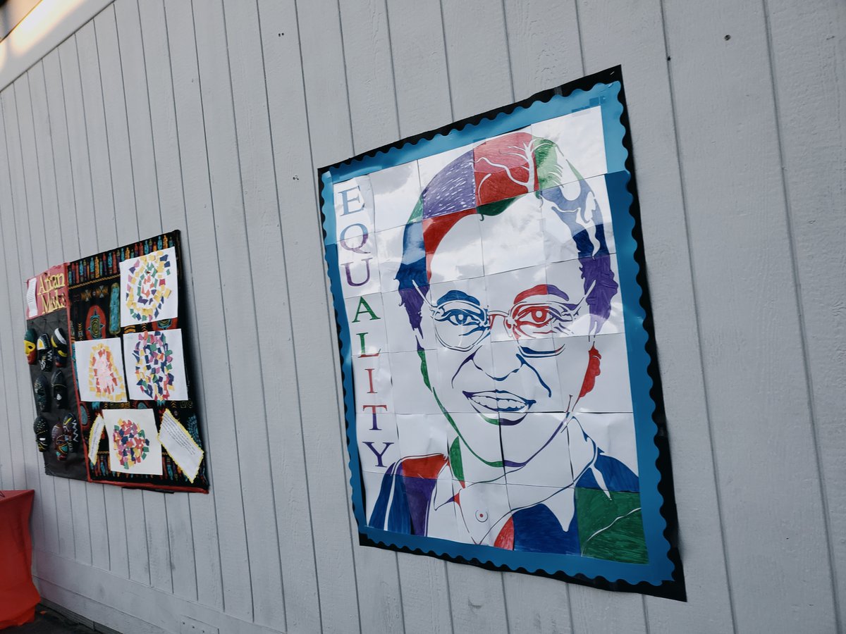 Art🎨helps students w/the development of motor, social, critical thinking, &amp; creativity skills. Here are some individual &amp; collaborative #BlackHistoryMonth art work for our school art wall from our students. <a href="/Team_BCSD/">Bakersfield City School District</a> #raferolympians