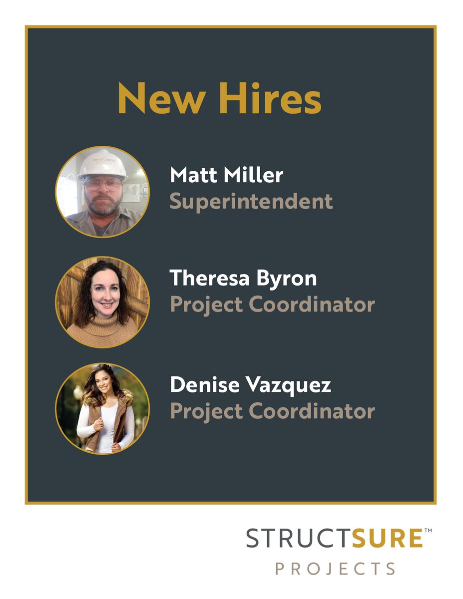 StructSureBuilt's tweet photo. StructSure Projects is growing! We are excited to welcome multiple new members of our team, and more to come!
#StructSureProjects #StructSurePeople https://t.co/JnrYzbgvhZ