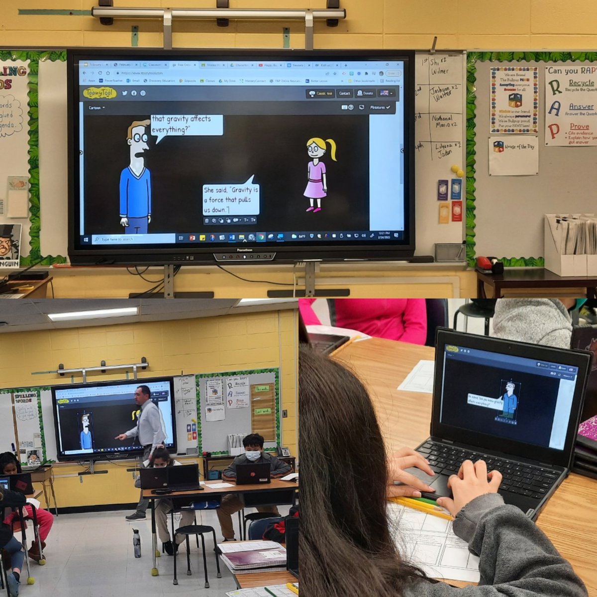 BereaElementary's tweet photo. π» Getting acquainted with another digital tool #toonytoon with @MrKevinRoper today in science class! #classtechnology #bereabullpups https://t.co/DfFsRNdlla