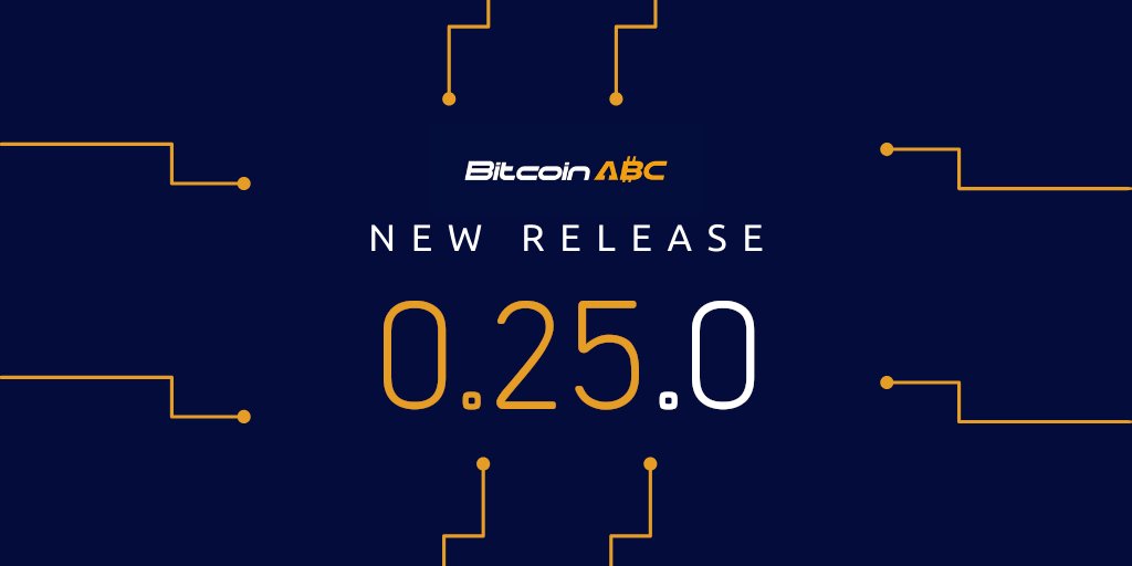 Bitcoin_ABC's tweet photo. Bitcoin ABC 0.25.0 is now available! 

This release is the first compatible with the May 15th, 2022 protocol upgrade and brings support for I2P (Invisible Internet Project) to the node software. Download it here: 

https://t.co/mTxY7NAbeg 

#eCash #BitcoinABC #XEC https://t.co/YwOVbt36Y2
