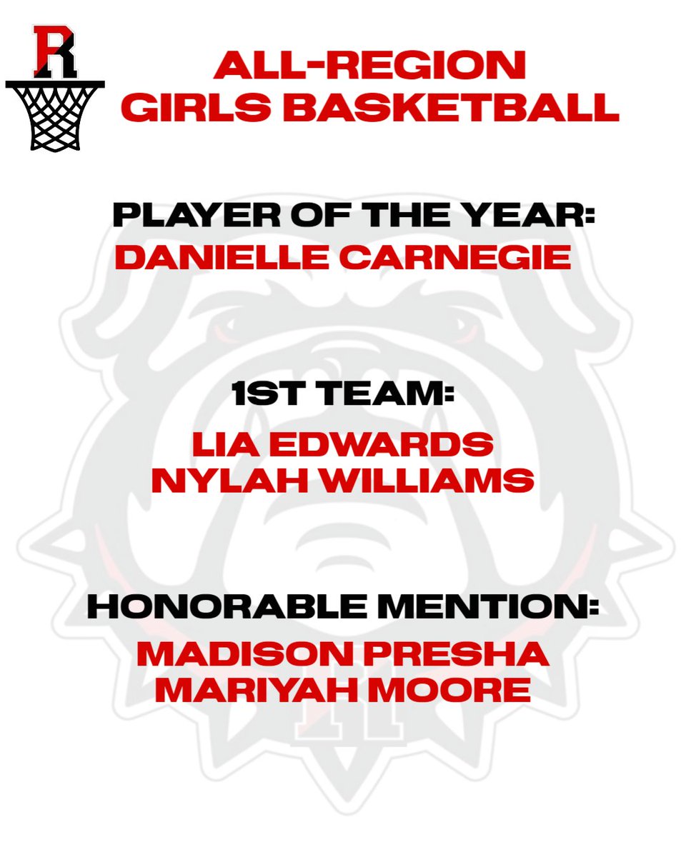 Congratulations to the following RCHS Lady Hoop Dawgs for earning All-Region Team honors!!!