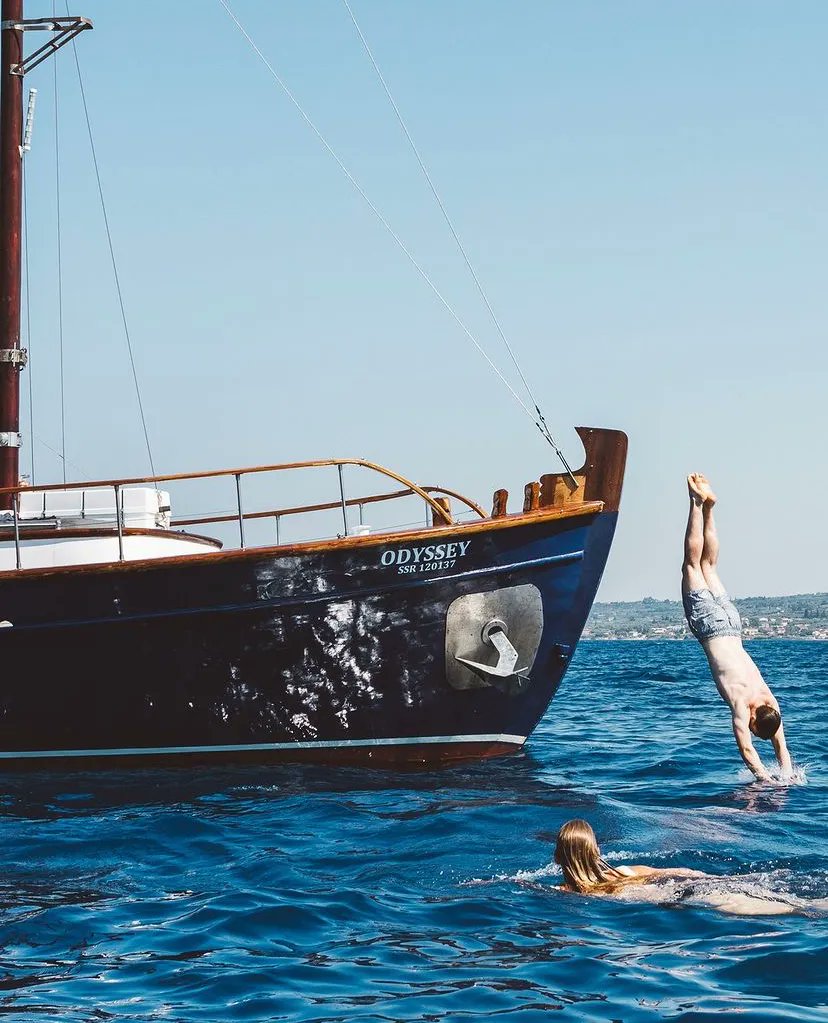 An afternoon dip or chasing the sun after a late lunch, our classic 55ft Cacique style yacht is available to book. Complete with skipper and host, set sail on the Ionian Sea whilst you are catered for, on our atmospheric wooden deck and sat at the hanging table as you dine.