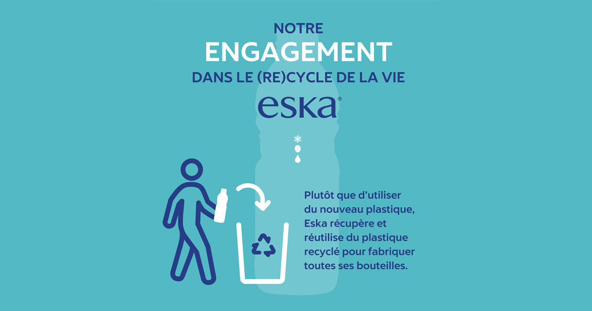 Faites du recyclage un réflexe! Chaque bouteille que vous mettez dans le bac bleu nous sert à faire de nouvelles bouteilles Eska. Aidez-nous à suivre le (re)cycle de la vie ☝️