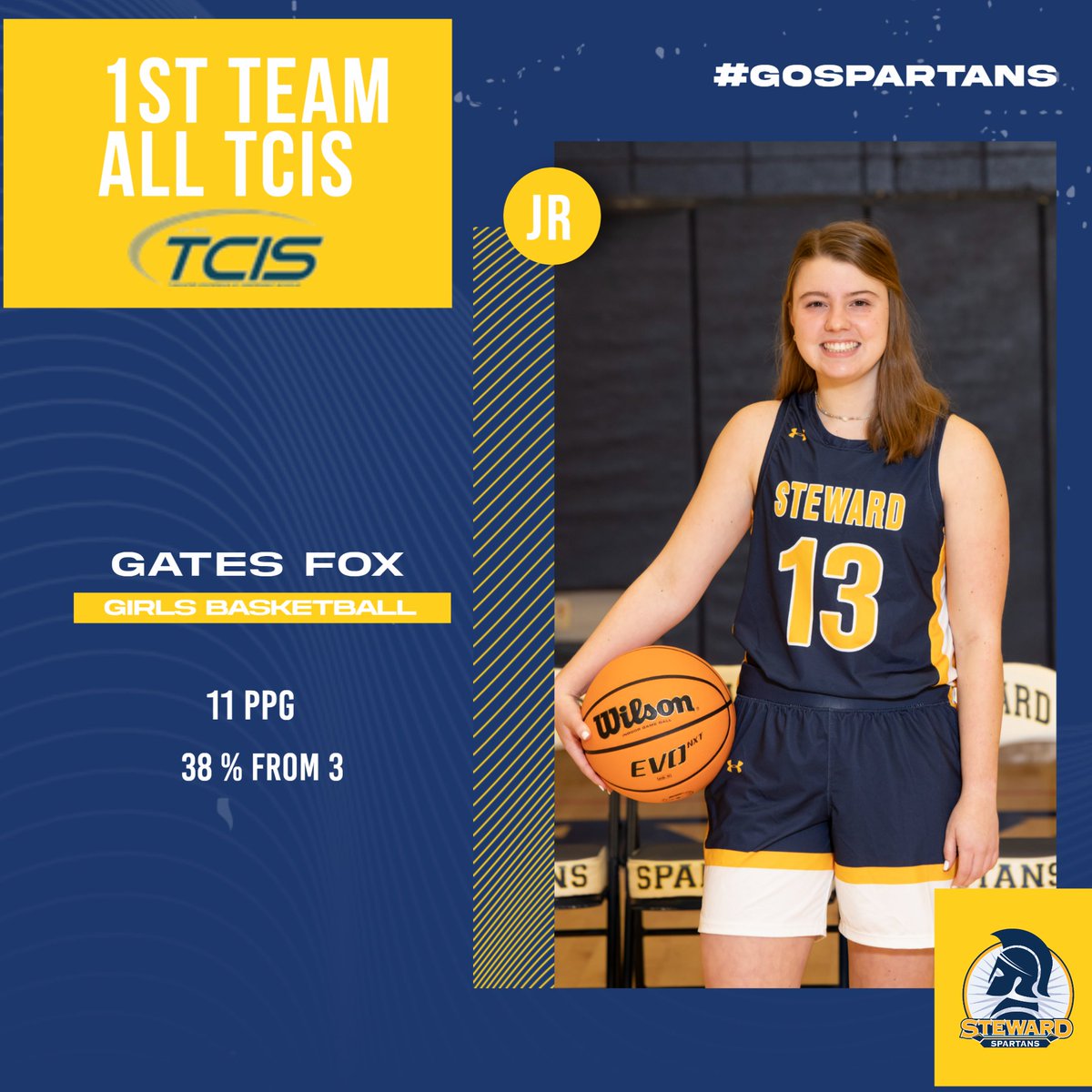 StewardSpartans's tweet photo. Congratulations, Gates!! 

First Team All TCIS! 

#gospartans @804Varsity @henricosports https://t.co/Q9vOuTtyGX