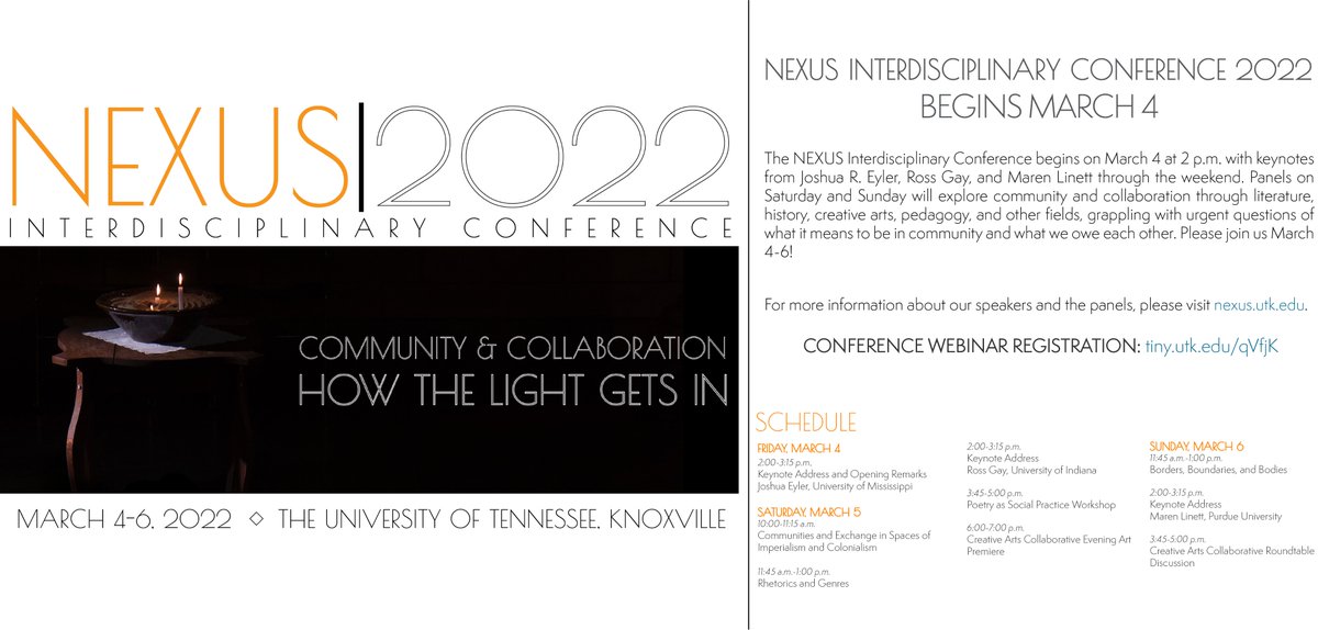 utnexus22's tweet photo. NEXUS Interdisciplinary Conference begins Friday, March 4! Register at https://t.co/CMjRgwrefM! For more information, visit https://t.co/l4cILtfLBO. https://t.co/l4vSeslvxb