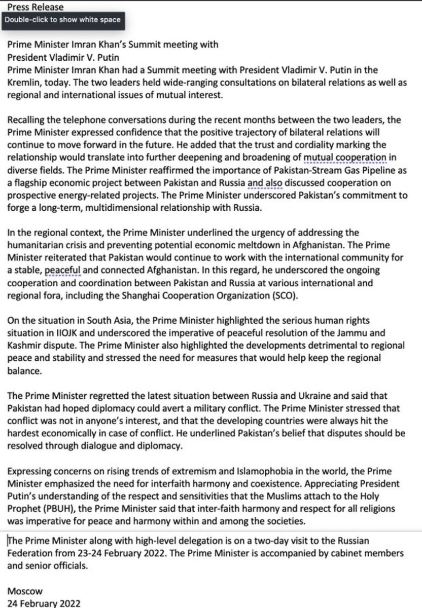 Xadeejournalist's tweet photo. Measured statement...Glad that PM @ImranKhanPTI save the day for #Pakistan during crisis situation #RussiaUkraineConflict https://t.co/MVlslWcDaa