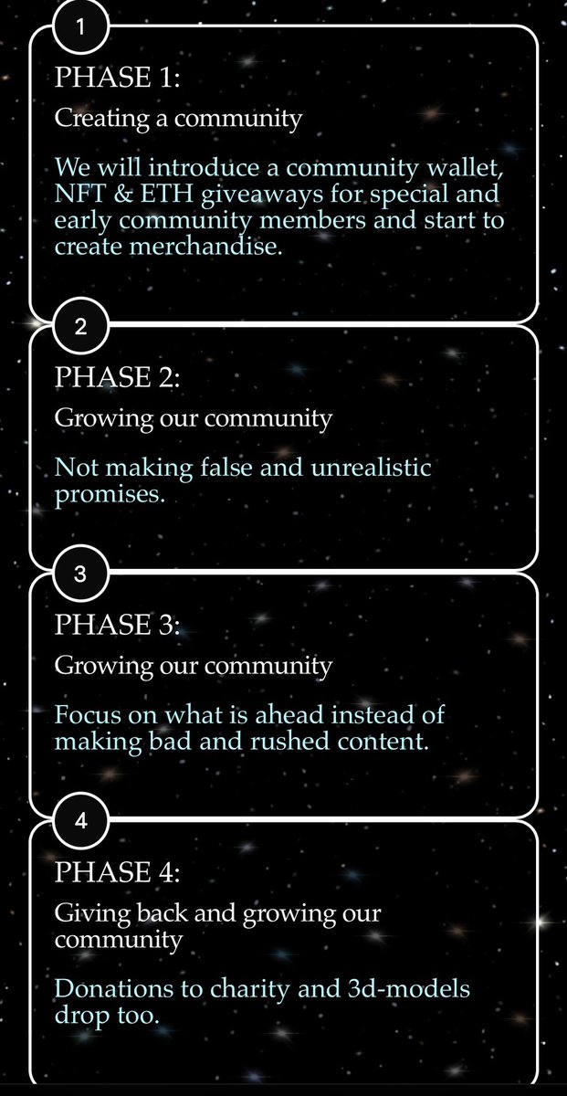 ClassyGhostz's tweet photo. Easy step by step and no false promises. Our roadmap! #nft #nfts #NFTartists #Metaverse https://t.co/rhyHySYiUv