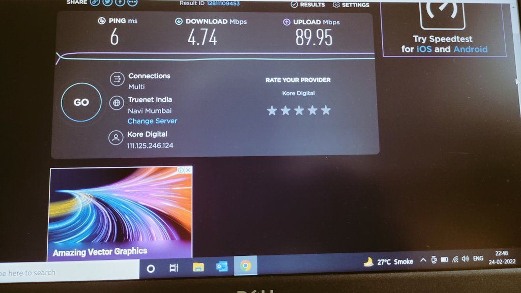 Abhishek_8488's tweet photo. Fed up of @TrunetBroadband service in #Dombivli & #Thakurli After taking 100 Mbps package just getting download speed of 4mbps .. every now or then getting disconnected.. really don't understand what's wrong ???.. pathetic service from #Trunet https://t.co/5l5kVpjc1l