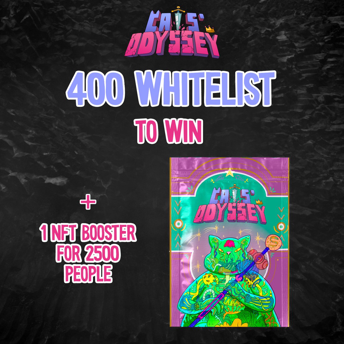 Cats Odyssey (@catsodyssey) on Twitter photo Still don't have your WL for our 2nd mint on Sunday?⏱️
Want to claim a free & exclusive NFT ? 🎁
This is your lucky day! 😼
 
👉 gleam.io/competitions/f…
End Sunday 12pm CET ! Still don't have your WL for our 2nd mint on Sunday?⏱️
Want to claim a free & exclusive NFT ? 🎁
This is your lucky day! 😼
 
👉 gleam.io/competitions/f…
End Sunday 12pm CET !