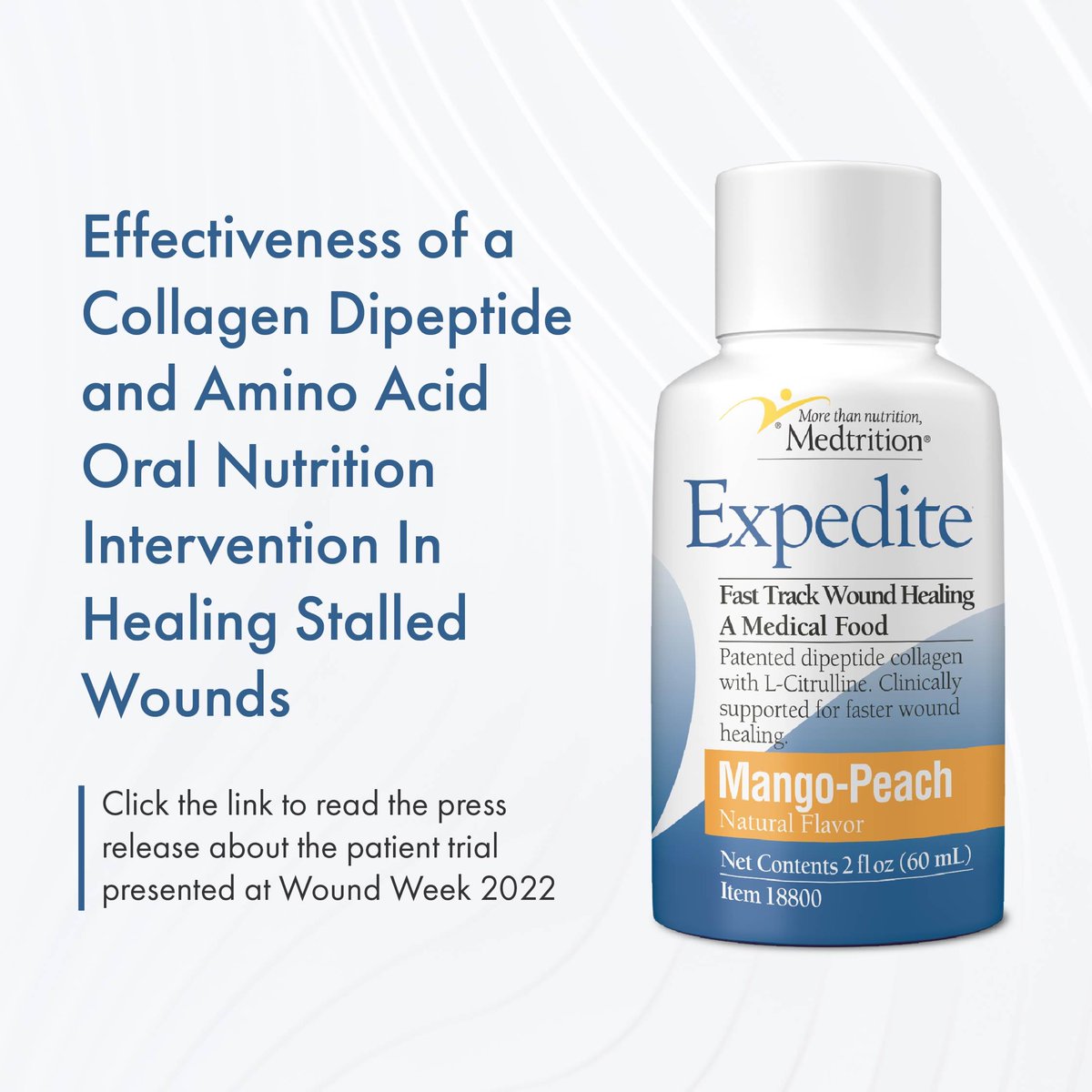 Exciting #nutrition and #wound healing news from #WoundWeek2022 - click to read the press release on how the collagen dipeptides and citrulline found in Expedite from <a href="/Medtrition/">Medtrition</a> is working to heal real patients. bit.ly/3HdA4JY <a href="/APWCA/">APWCA</a>