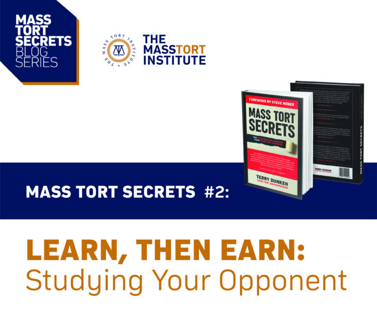 To succeed in mass torts, you must study your opponent. Find out how in our new blog post: ow.ly/3CmS50I2OE0

#learnthenearn #masstorts #studyingyouropponent #masstortinstitute