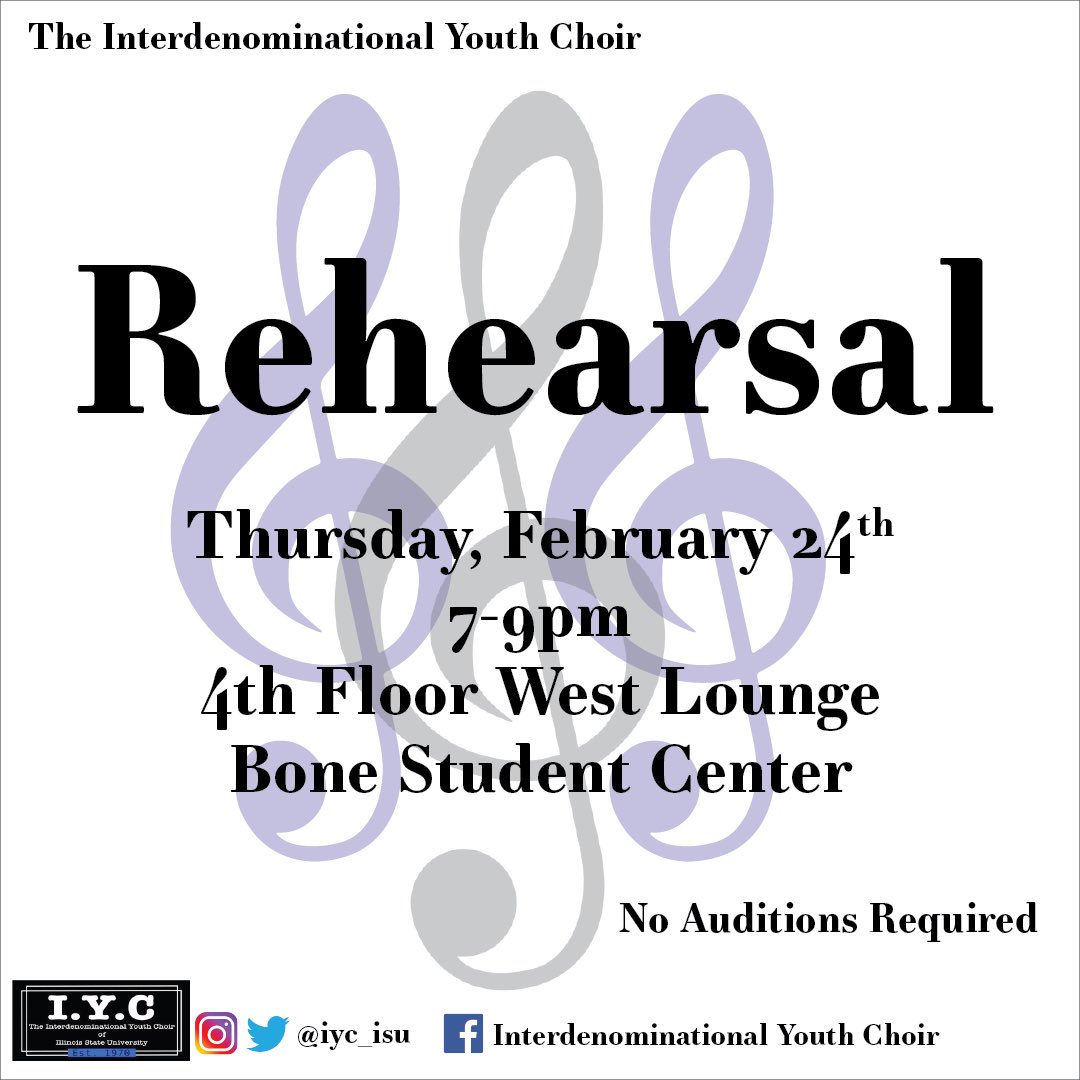 IYC_ISU's tweet photo. Join us for rehearsal tonight! We look forward to seeing you there! 🎶💙 https://t.co/LMPOTj7PXe