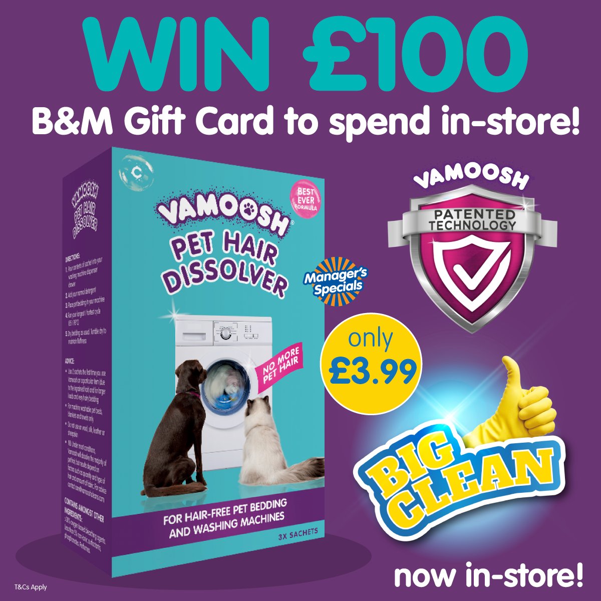 bmstores's tweet photo. 🐱#COMPETITION TIME🐶

We've teamed with @VamooshCleans &amp; their amazing pet hair dissolver to giveaway a £100 B&amp;M gift card to ONE lucky winner! https://t.co/a2FvefK8N6

For a chance to #WIN, simply 

1) FOLLOW 
2) RT
3) COMMENT your pet's name!

Competition ends 9am 25/2/22 https://t.co/WXsgePs31p