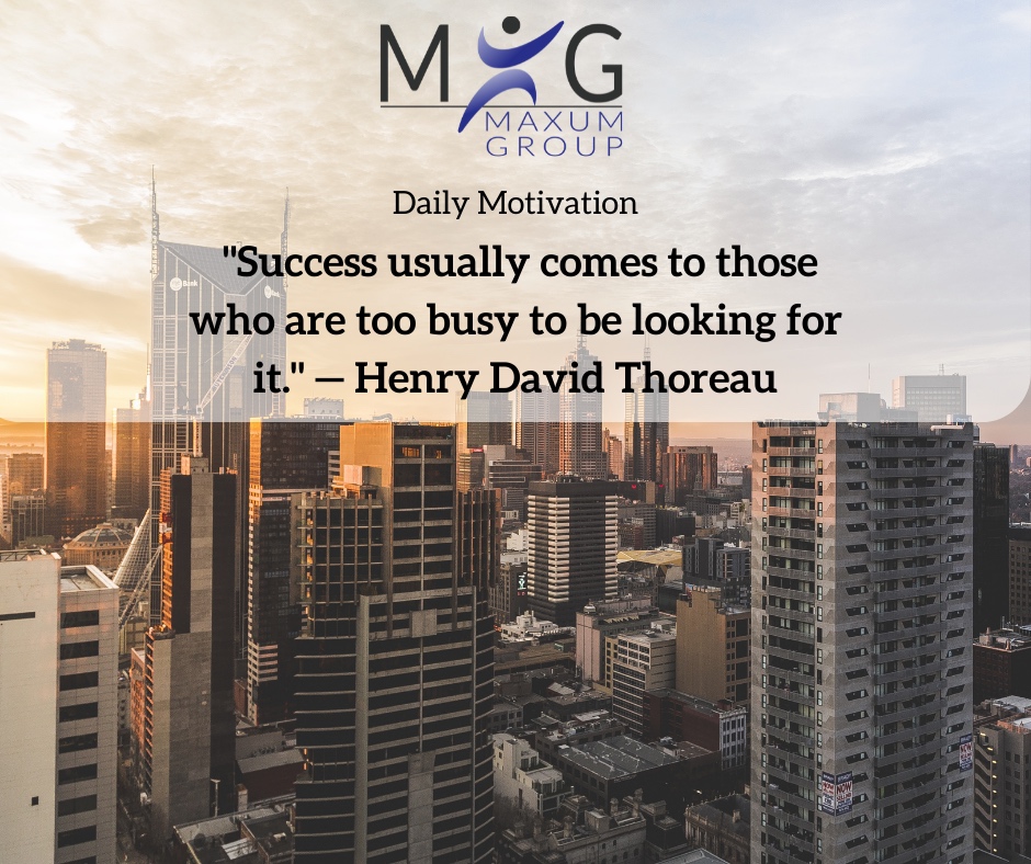 MaxumGroup's tweet photo. Daily Motivation
"Success usually comes to those who are too busy to be looking for it." 
 - Denry David Thoreau
At Maxum group, we create innovative and beautiful partnerships between employers and the talented staff they need.
To find your next caree... https://t.co/gu0DW07bbP https://t.co/f77yawwLwe