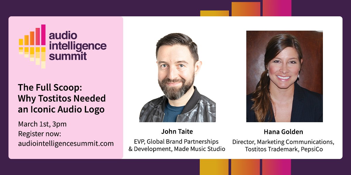 veritonic's tweet photo. The Audio Intelligence Summit will bring together the greatest minds in audio to discuss how audio is growing and strengthening brands and their #advertising. Register to see this insightful panel with @PepsiCo and @mademusicstudio: https://t.co/4ANZgyAClO #Tostitos #AIS2022 https://t.co/TQNRku1Wfv