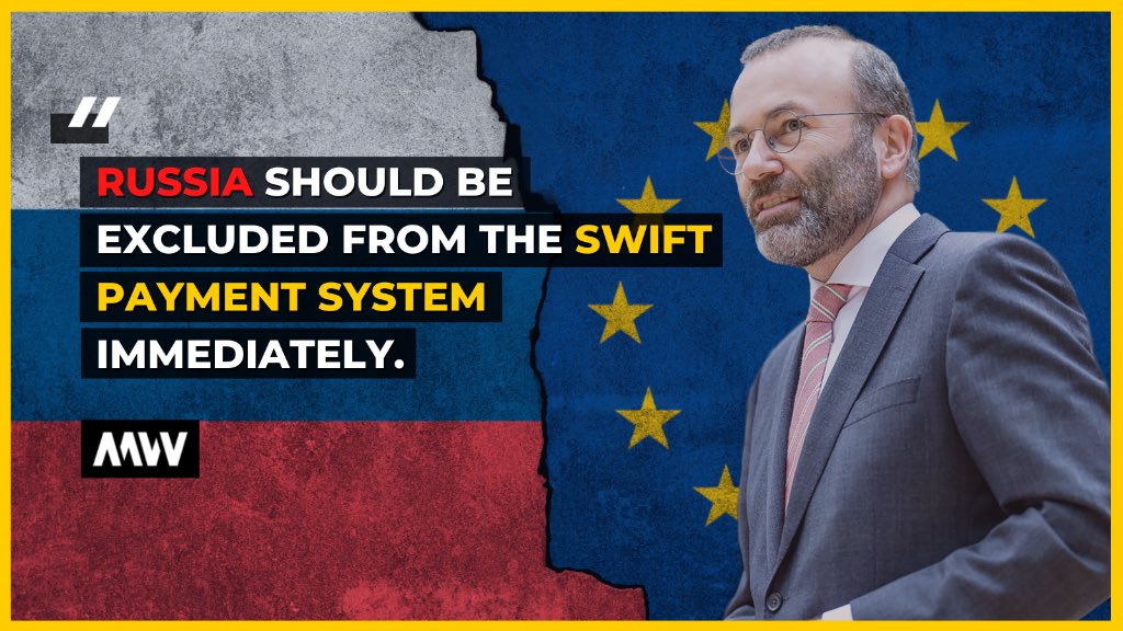 The <a href="/EPPGroup/">EPP Group</a> supports the strongest possible sanctions to be applied immediately <a href="/EUCouncil/">EU Council</a>. Appeasement has failed, we cannot wait for the war to get worse. Russia should be excluded from the swift payment system immediately.